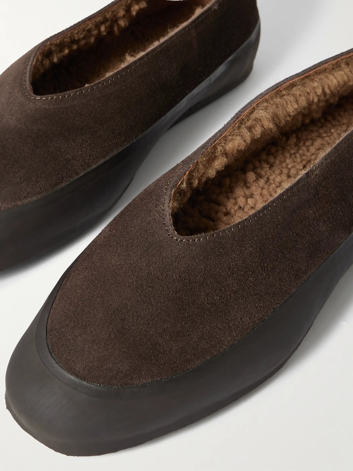 Shearling-lined Suede Ballet Flats