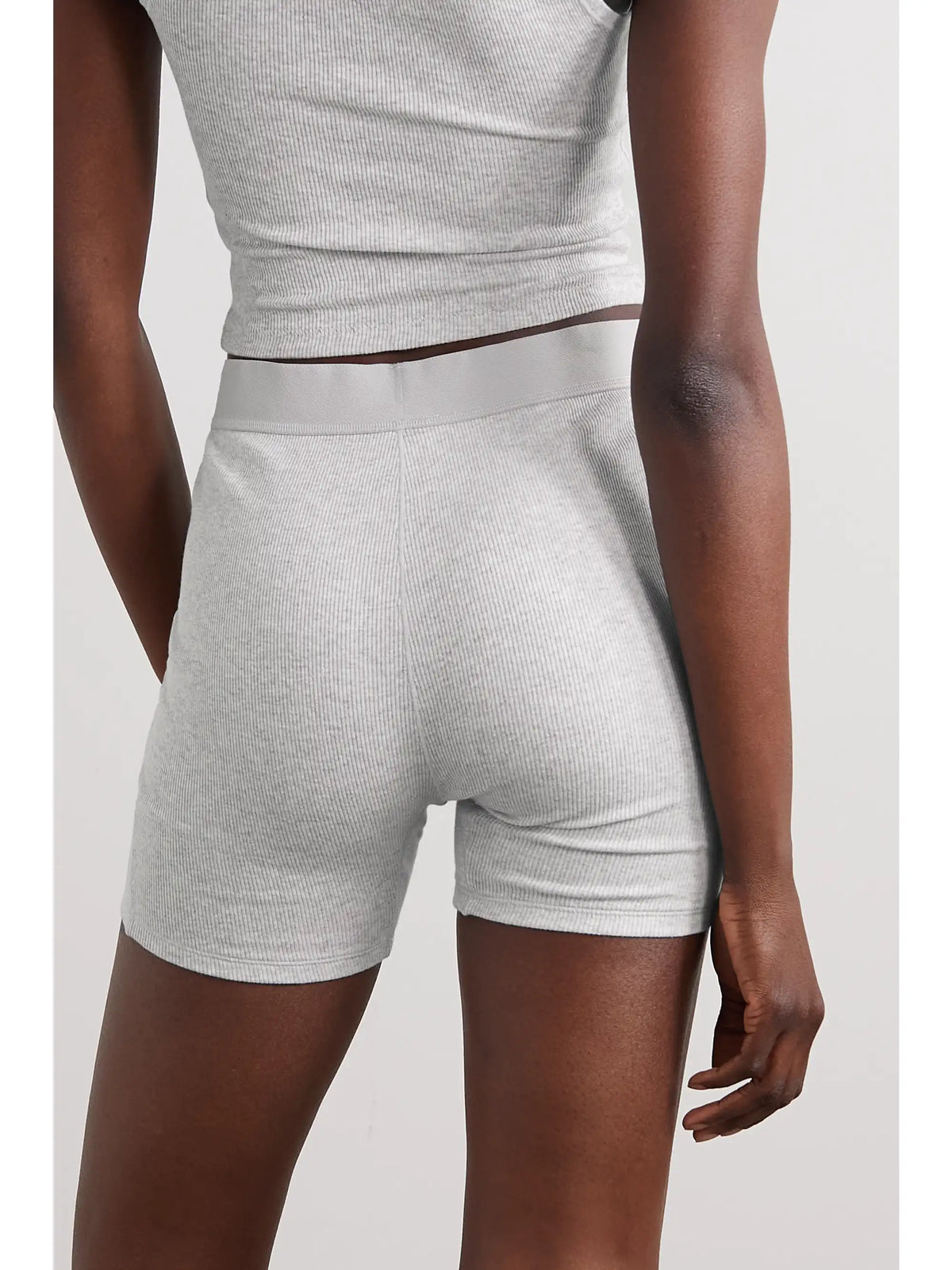Cotton Collection Ribbed Cotton-blend Jersey Boxer Shorts - Light Heather Grey