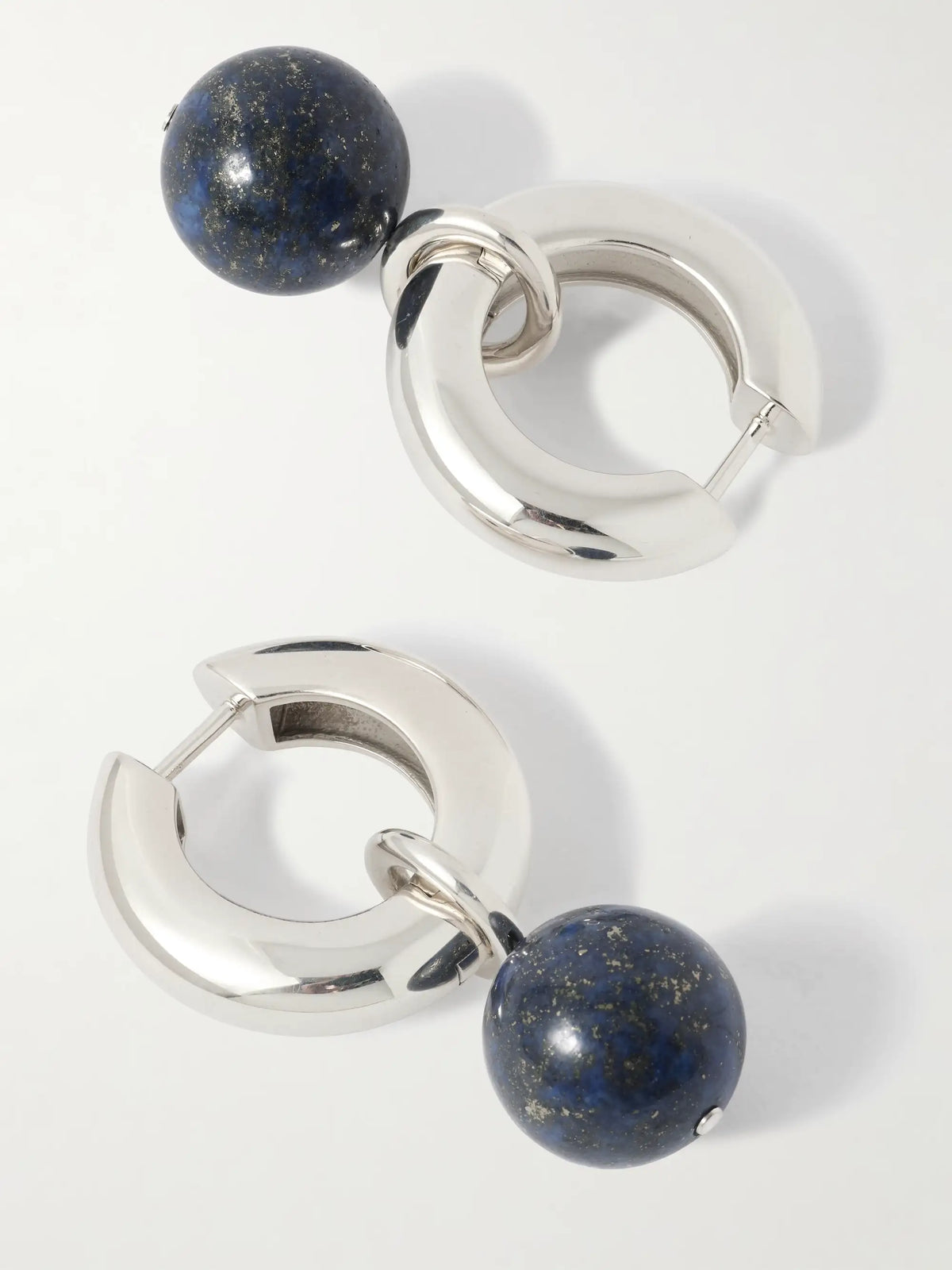 Sonia Recycled Sterling Silver Lapis Lazuli Hoop Earrings