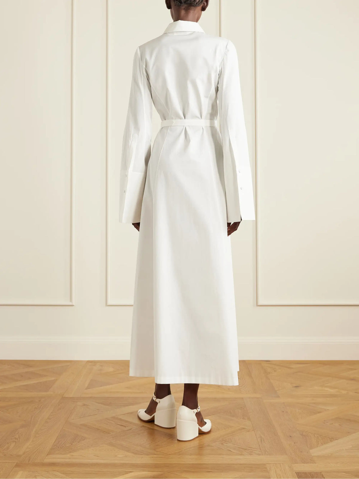 Carmina Belted Cotton-poplin Maxi Dress