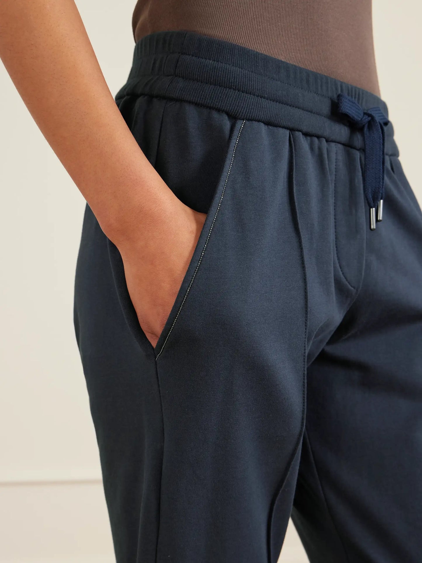 Bead-embellished Cotton-blend Jersey Track Pants