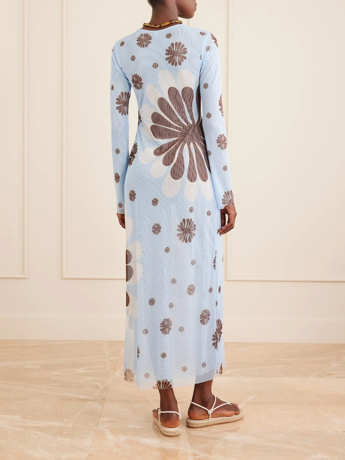 Cala de la Cruz Tania Printed Mesh Midi Dress