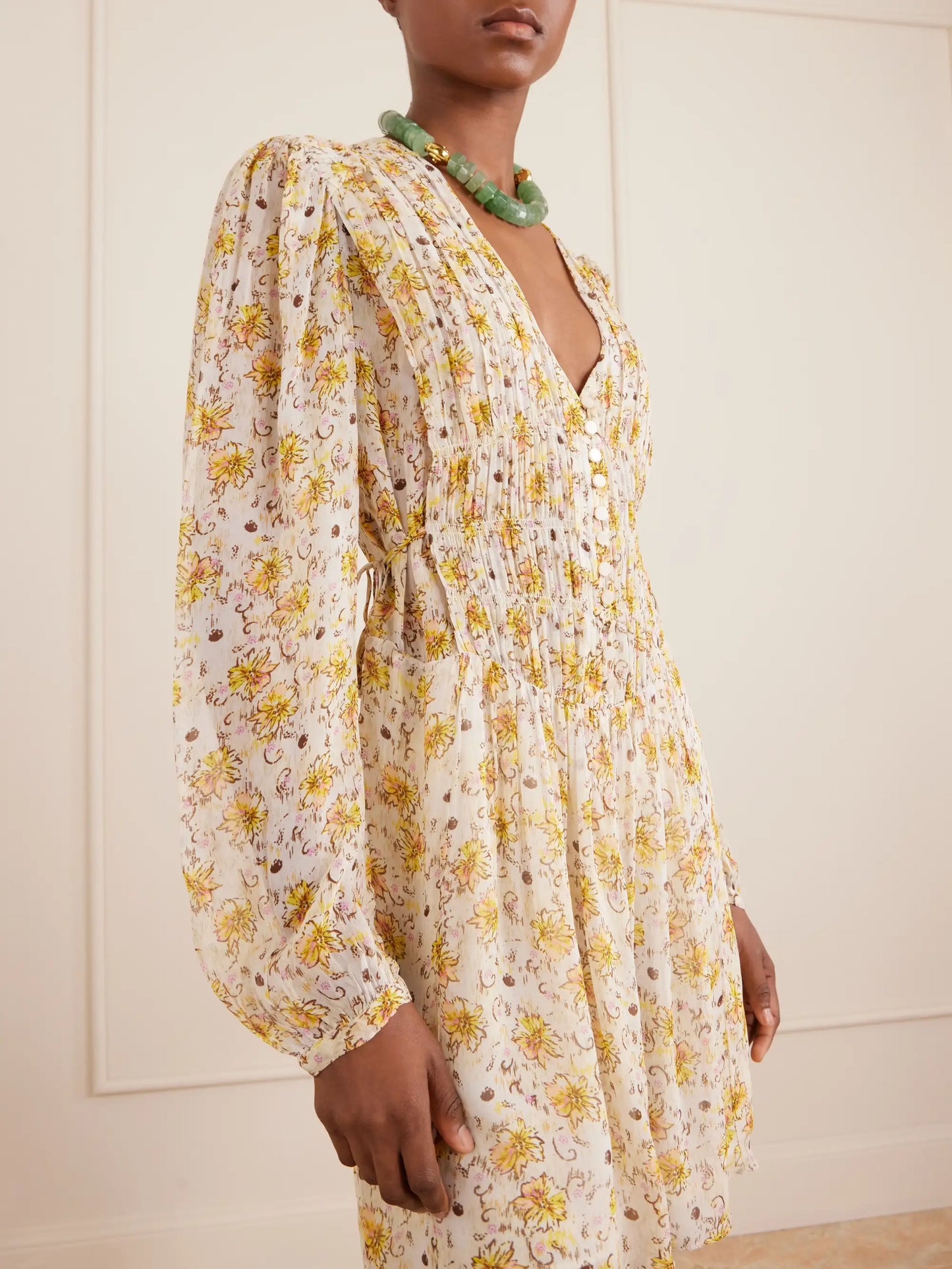 Florel Floral-print Crêpe De Chine Mini Dress