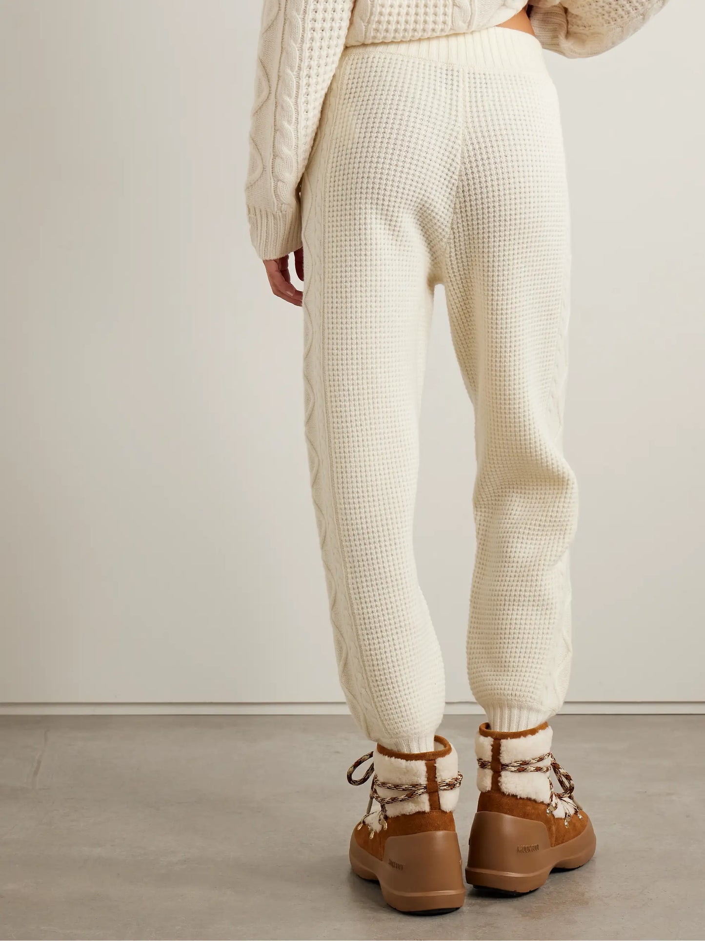 Crystal Cable-knit Wool Tapered Pants