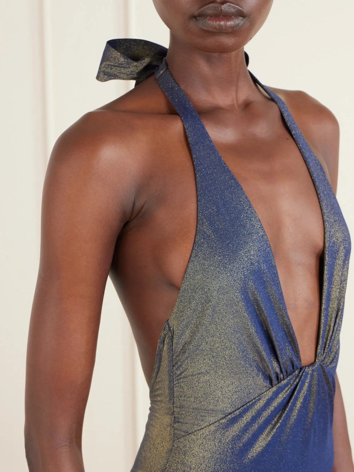 Zimmermann Aster Twisted Metallic Halterneck Swimsuit