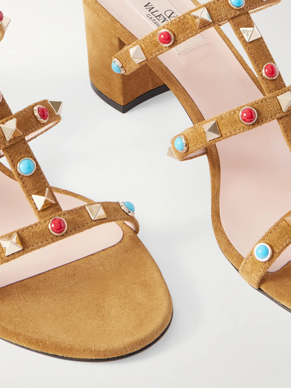 Rockstud 60 Embellished Suede Mules