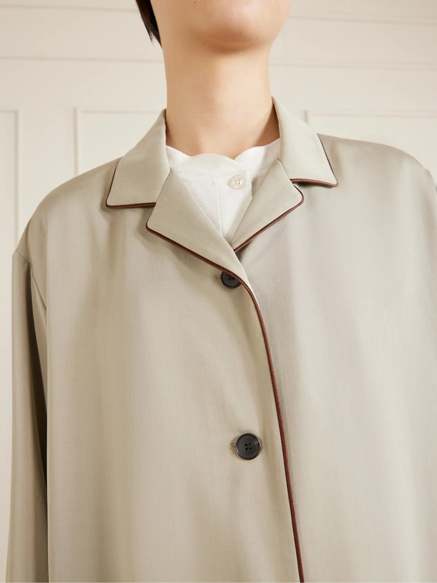 Clarinda Piped Silk Shirt