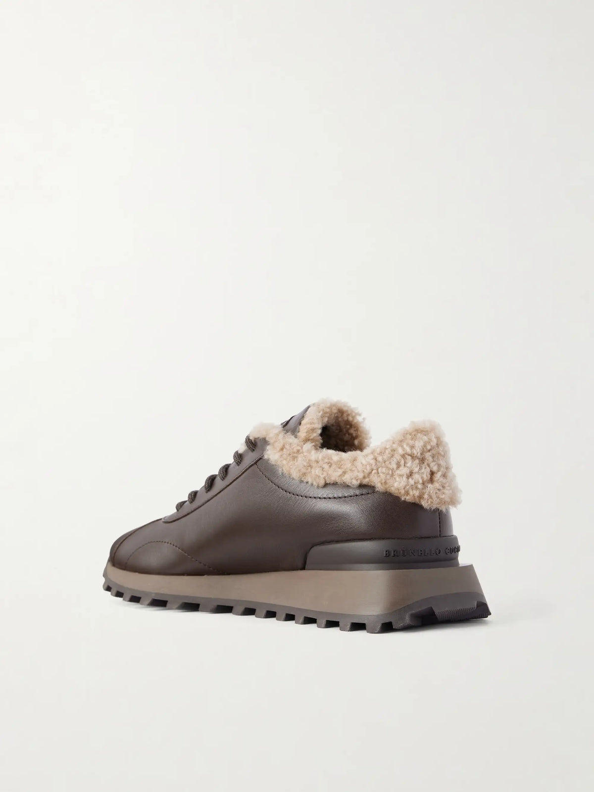 Brunello Cucinelli Shearling-trimmed Leather Sneakers