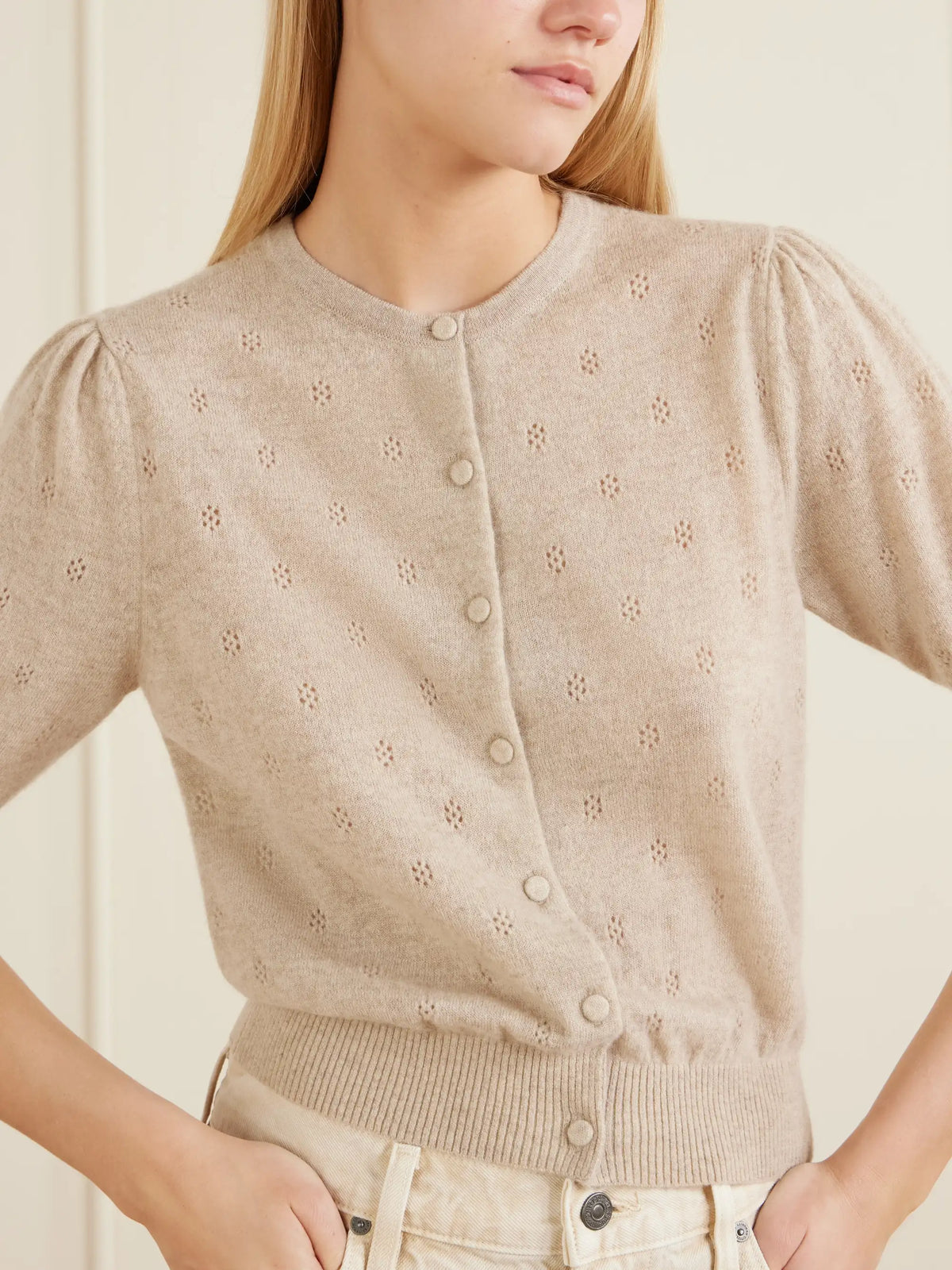 Raina Pointelle-knit Wool And Cashmere-blend Cardigan