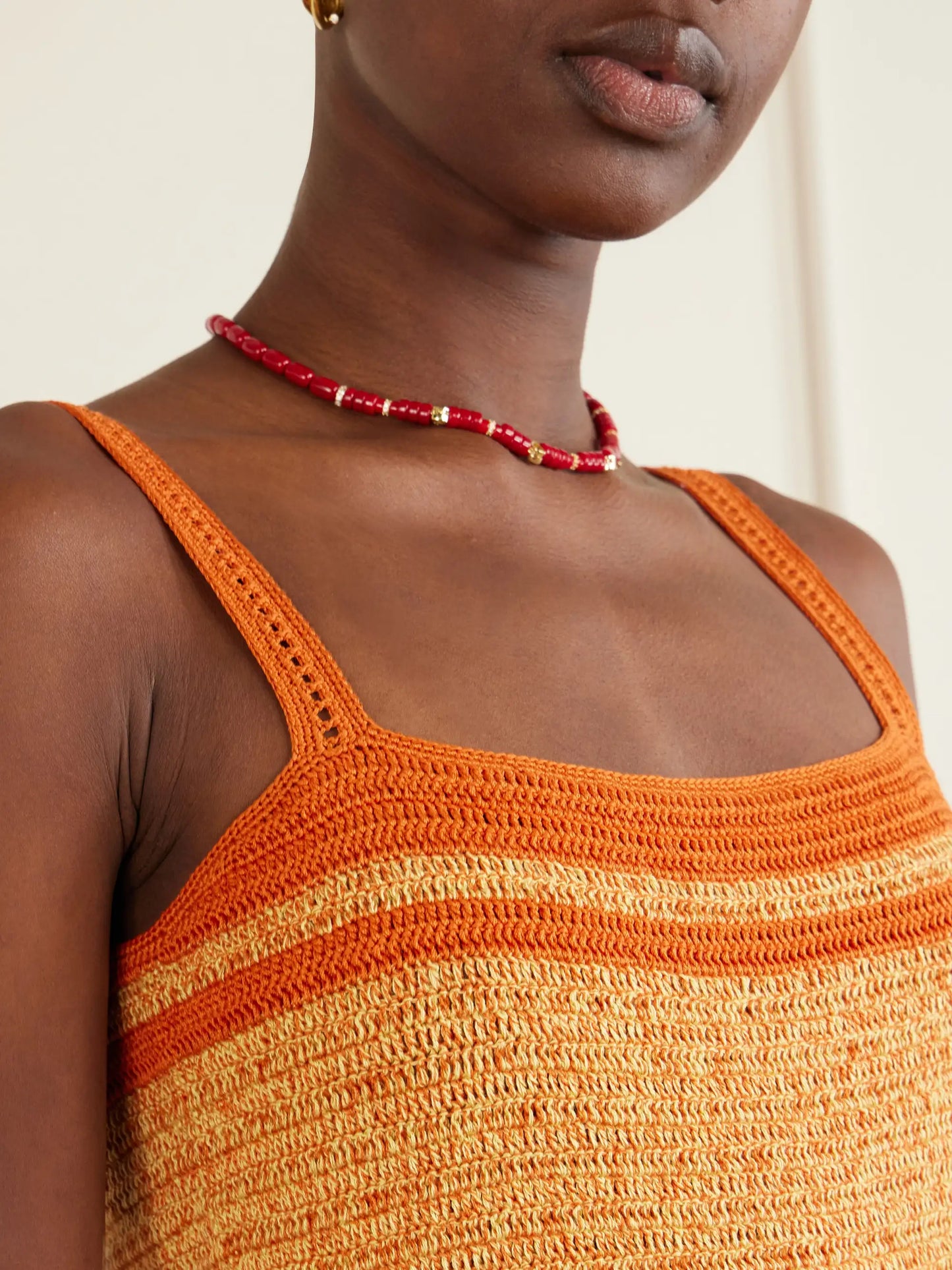 Plumar Striped Crocheted Cotton Mini Dress