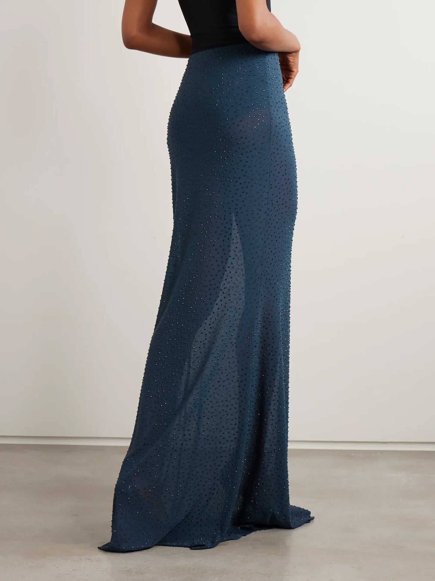 Elivera Crystal-embellished Stretch-tulle Maxi Skirt