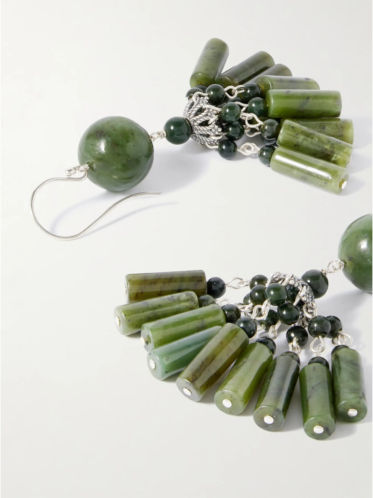 Flamenco Silver Jade Earrings