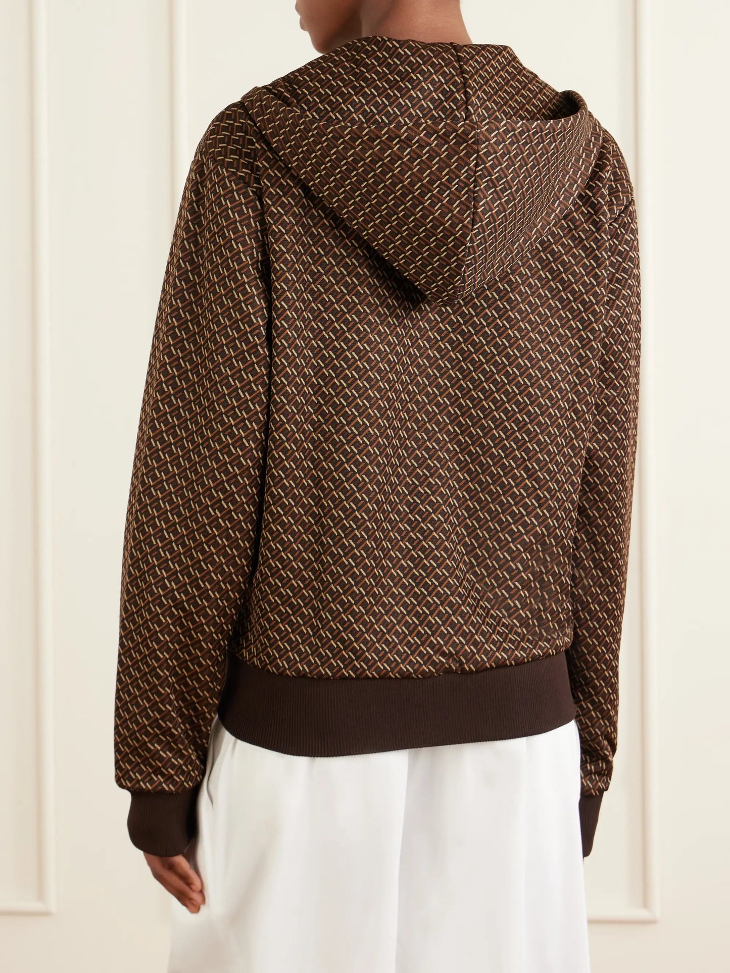 Logo-embroidered Jacquard-knit Zip-up Hoodie