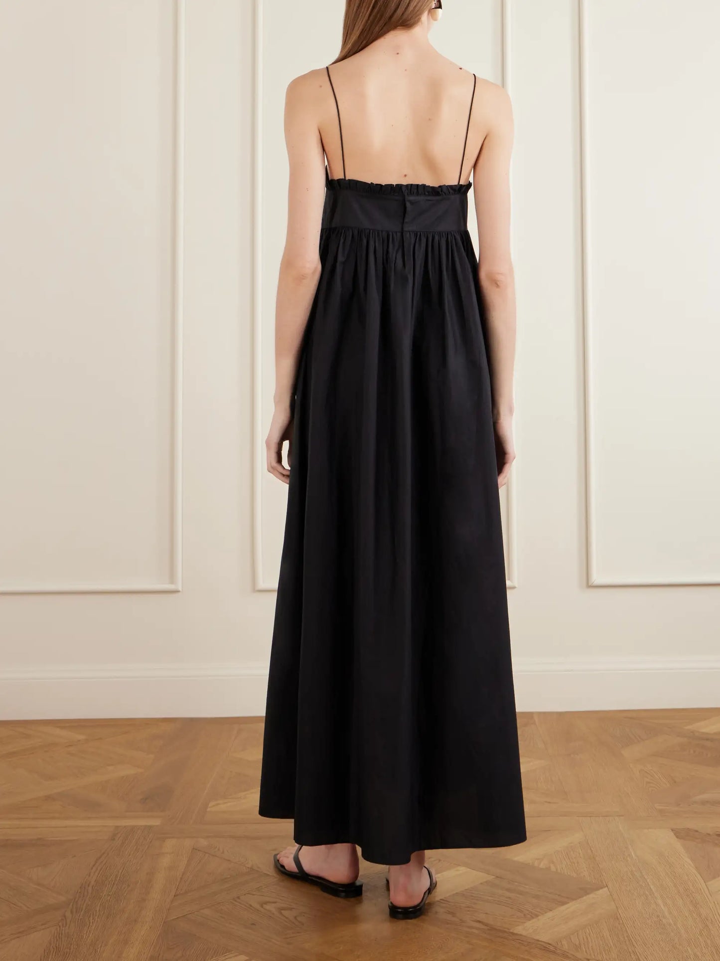 Empire Ruffled Cotton-poplin Midi Dress