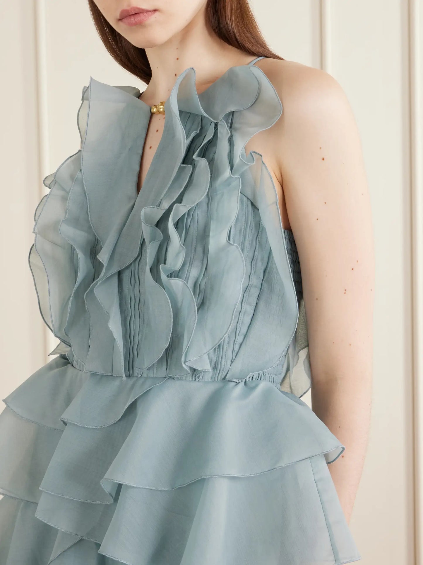 Cleo Ruffled Tiered Organza Gown