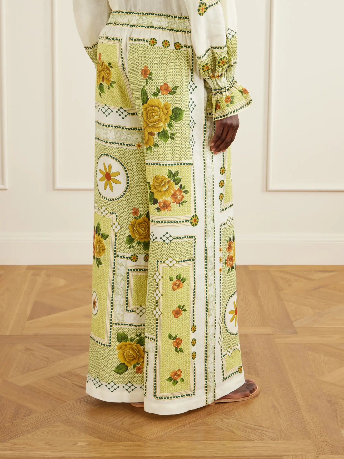 Dixie Knotted Floral-print Linen Pants