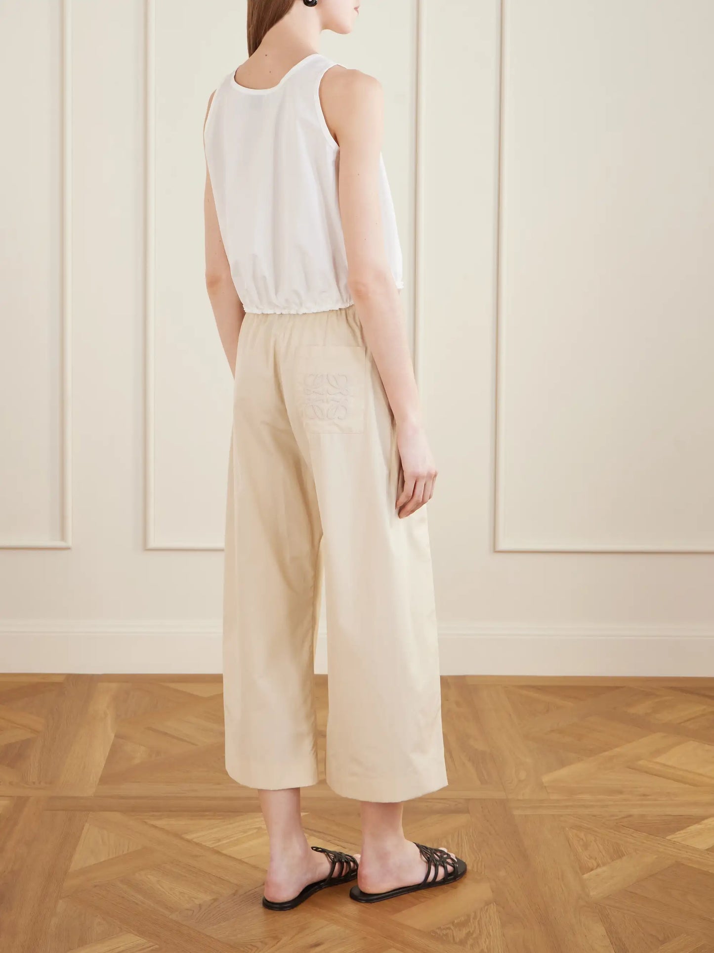 + Paula's Ibiza Pleated Cropped Cotton Wide-leg Pants