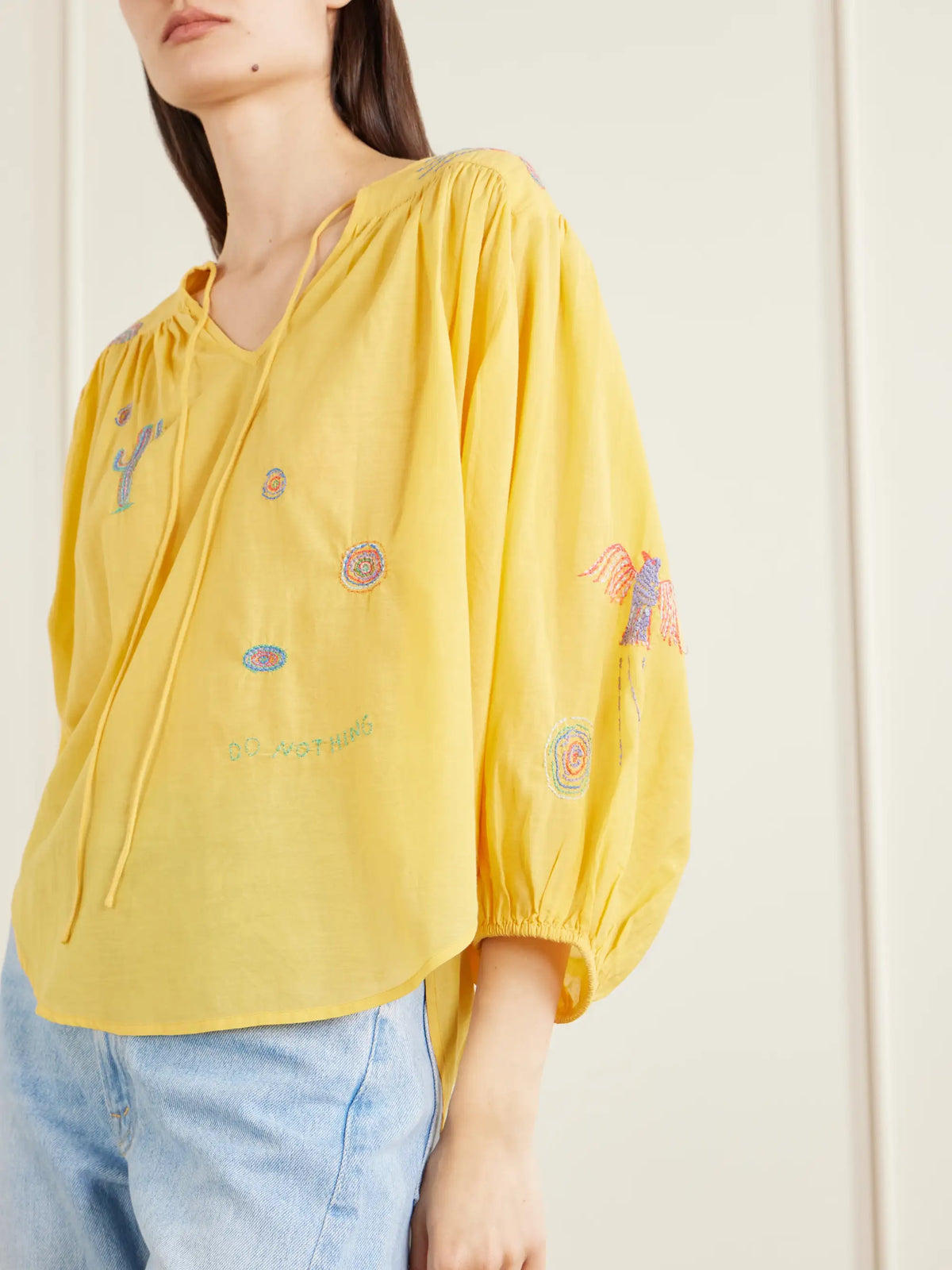 Mother The Breeze Embroidered Cotton-blend Voile Blouse