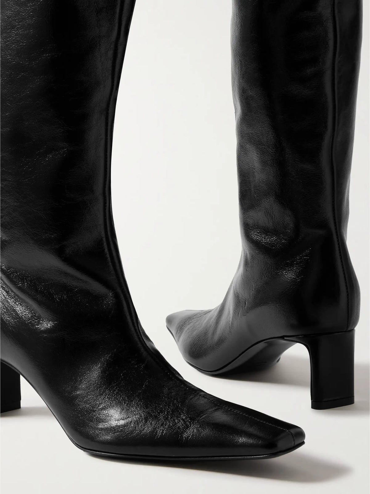 Ona Crinkled-leather Knee Boots