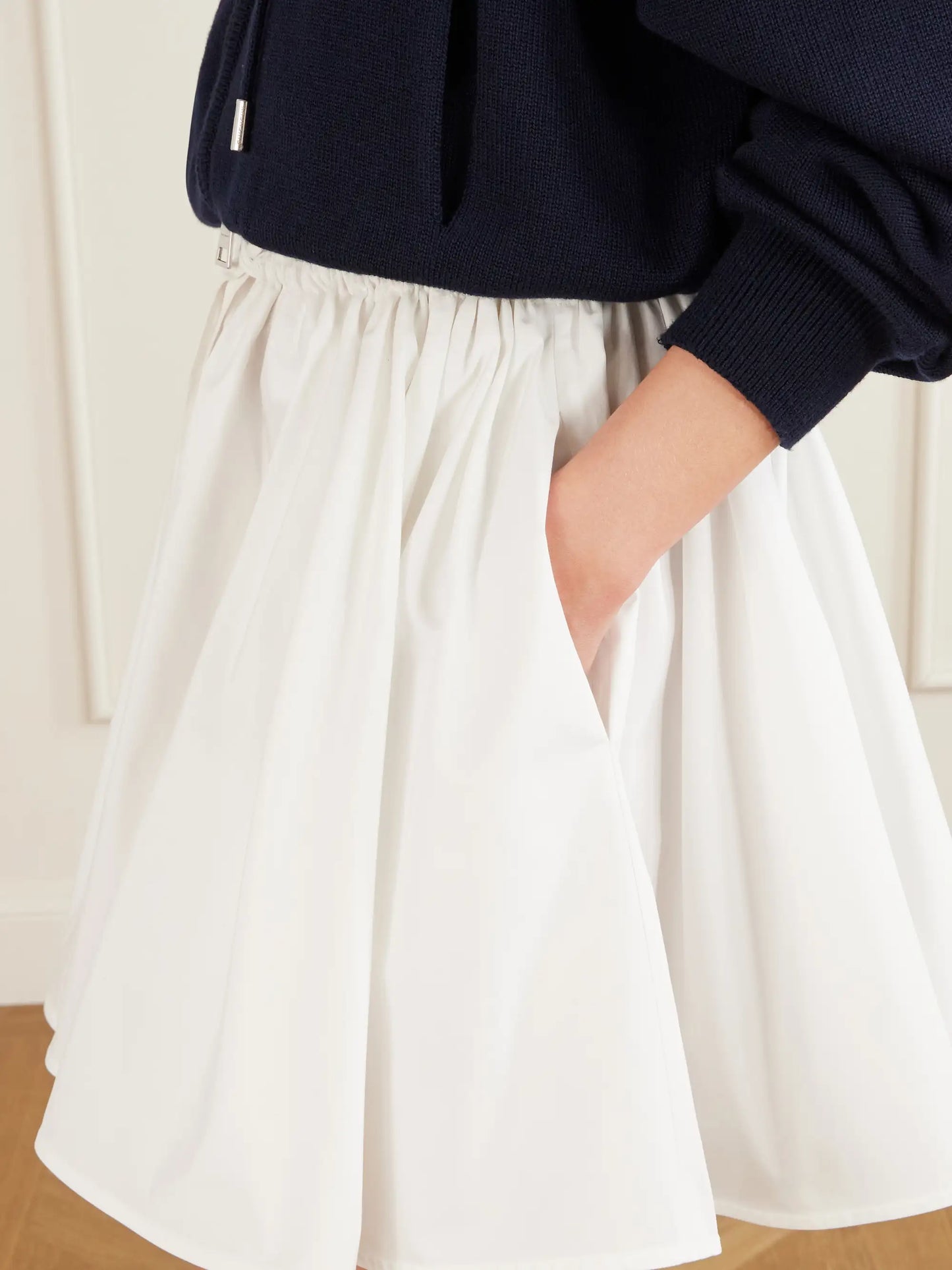 Pleated Cotton Mini Skirt