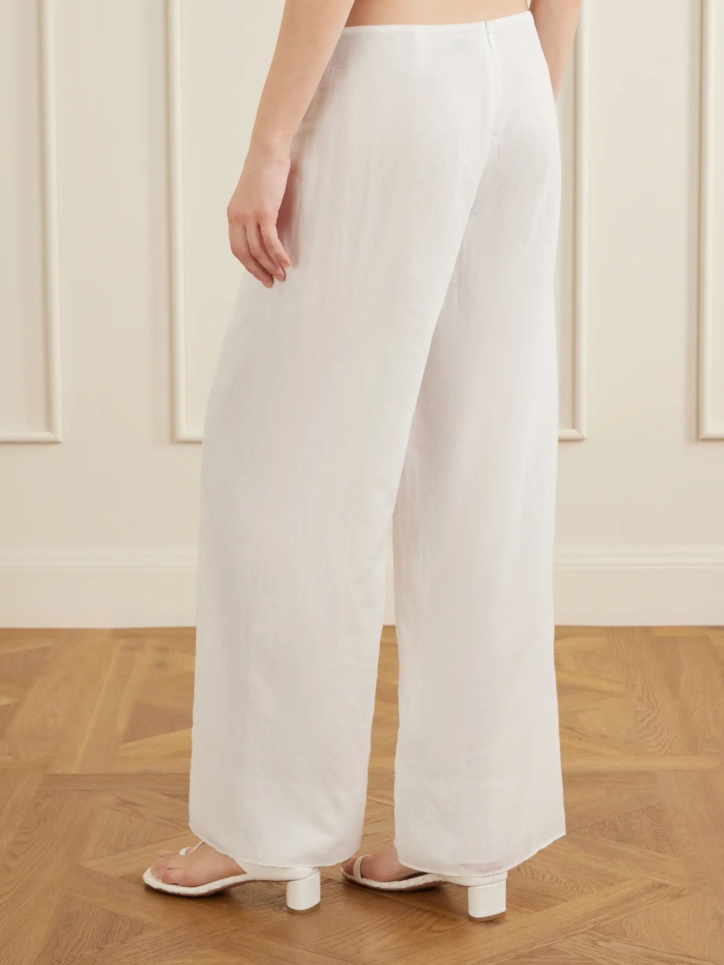 Porto Tie-detailed Cotton-voile Wide-leg Pants