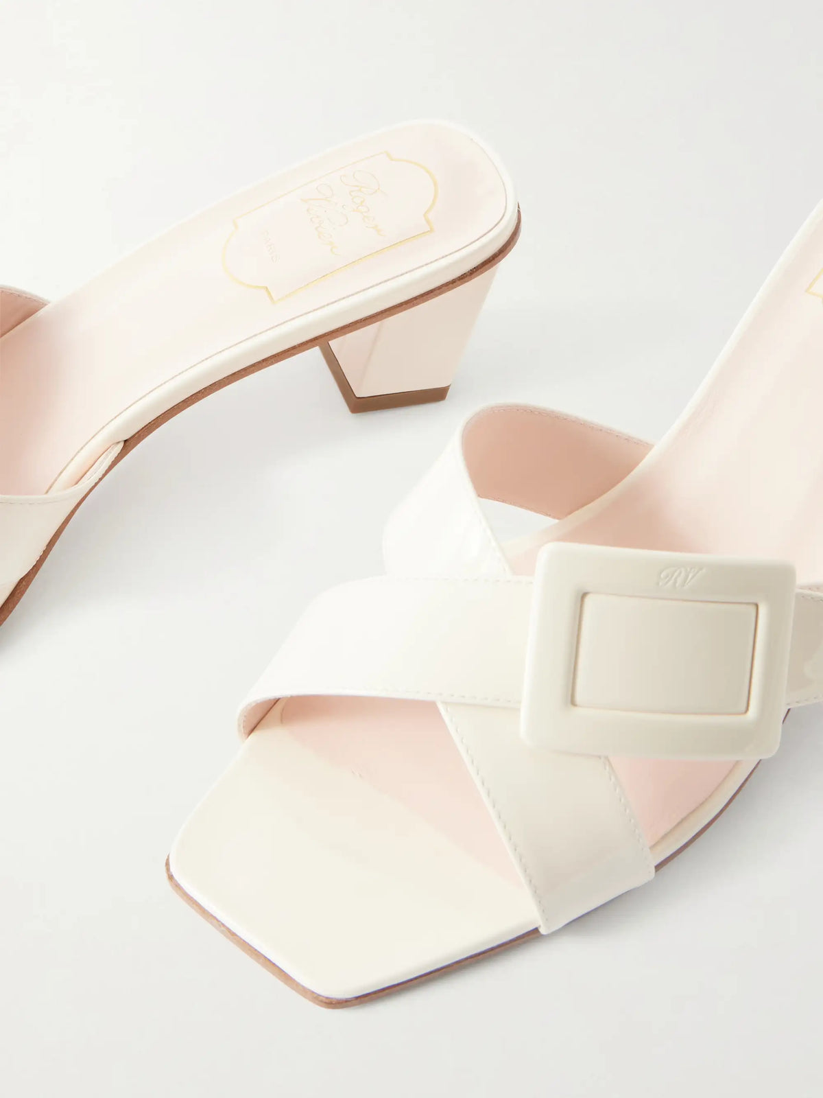 45 Buckled Patent-leather Mules