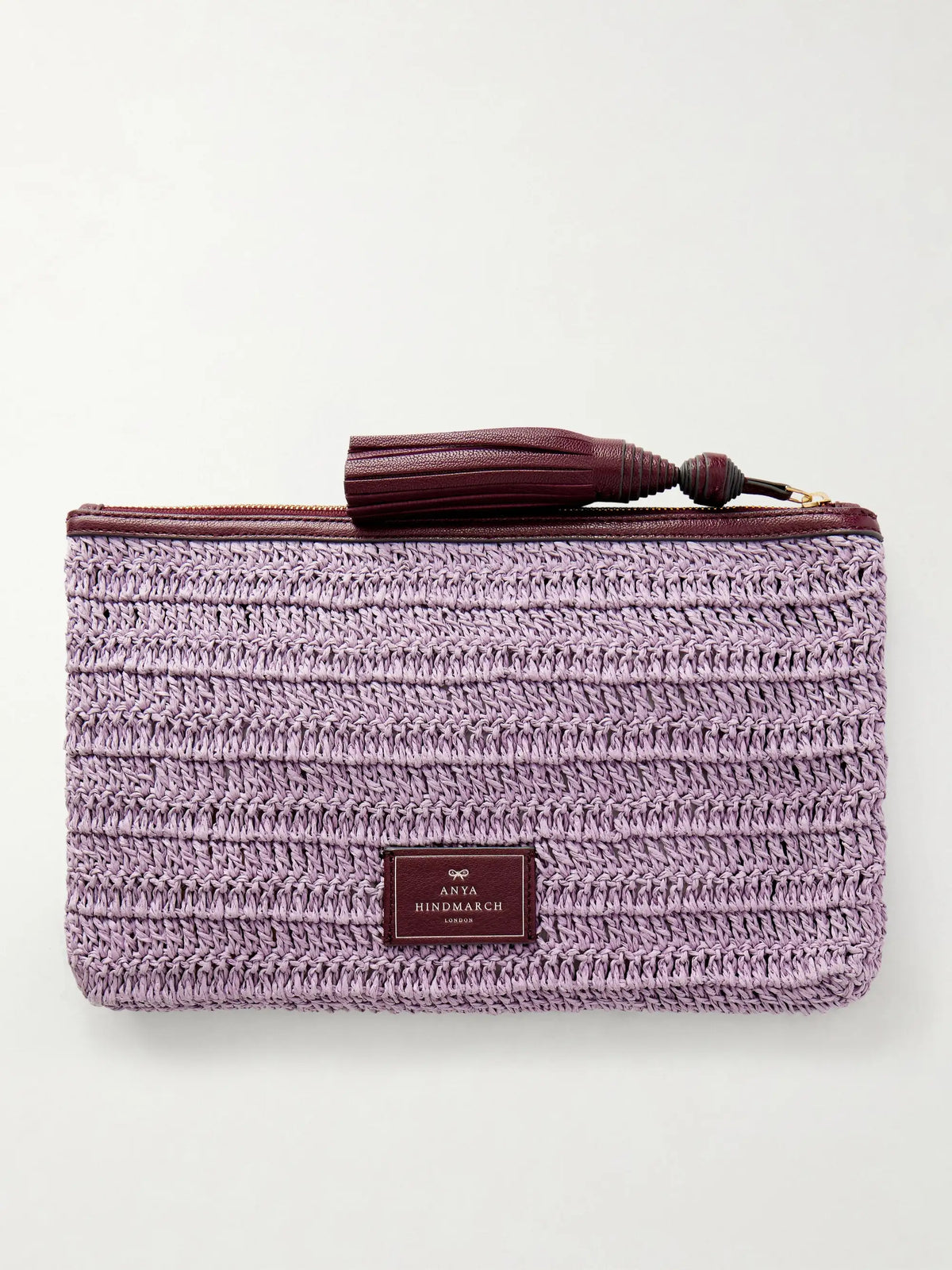 Wink Tasseled Leather-trimmed Raffia Clutch Bag