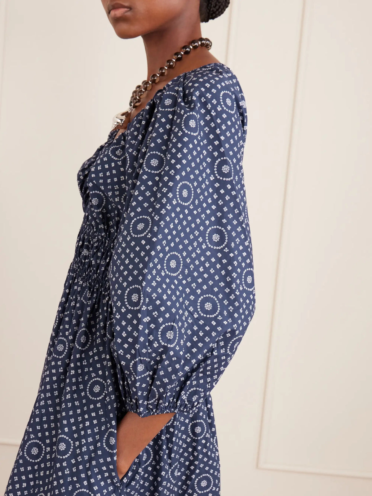 Matteau Shirred Paisley-print Organic Cotton Midi Dress