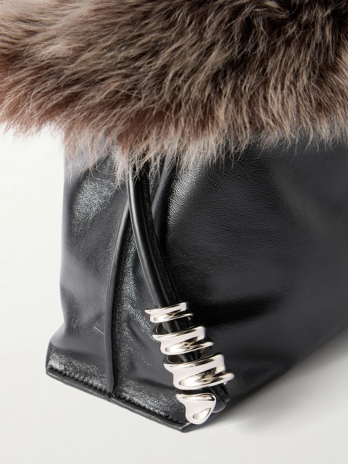 LOEWE Flamenco Medium Shearling-trimmed Leather Clutch
