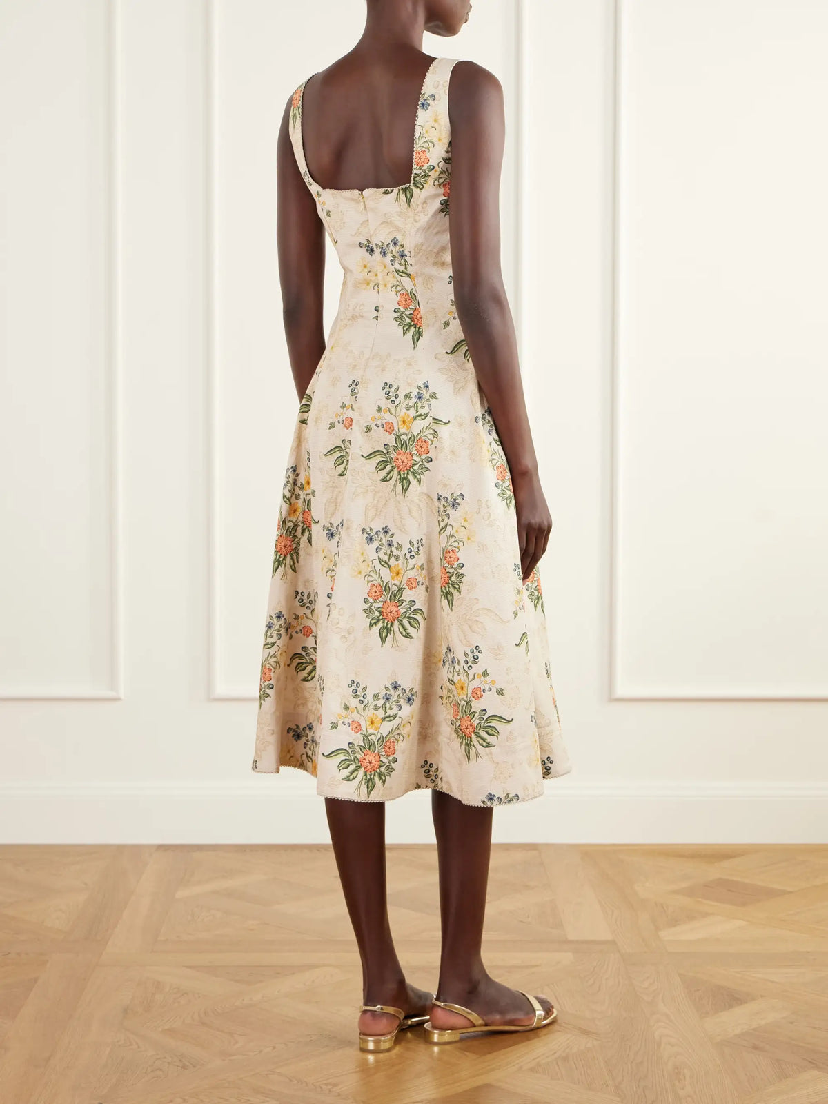 Agua by Agua Bendita Pistilo Pleated Floral-print Cotton-poplin Midi Dress