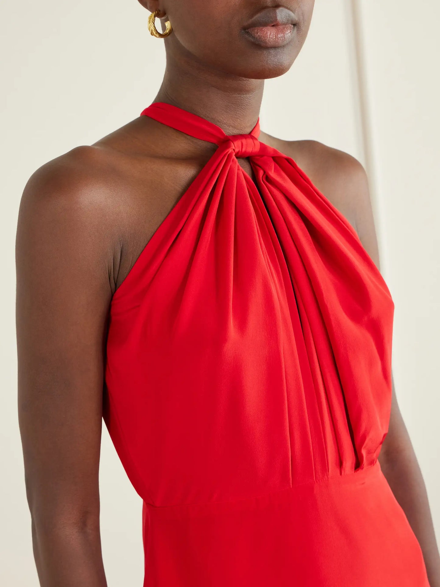 Vino De Palma Ruffled Duchesse-satin Silk Halterneck Maxi Dress