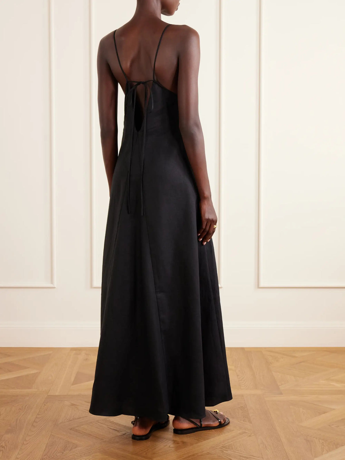 Knotted Paneled Linen Maxi Dress
