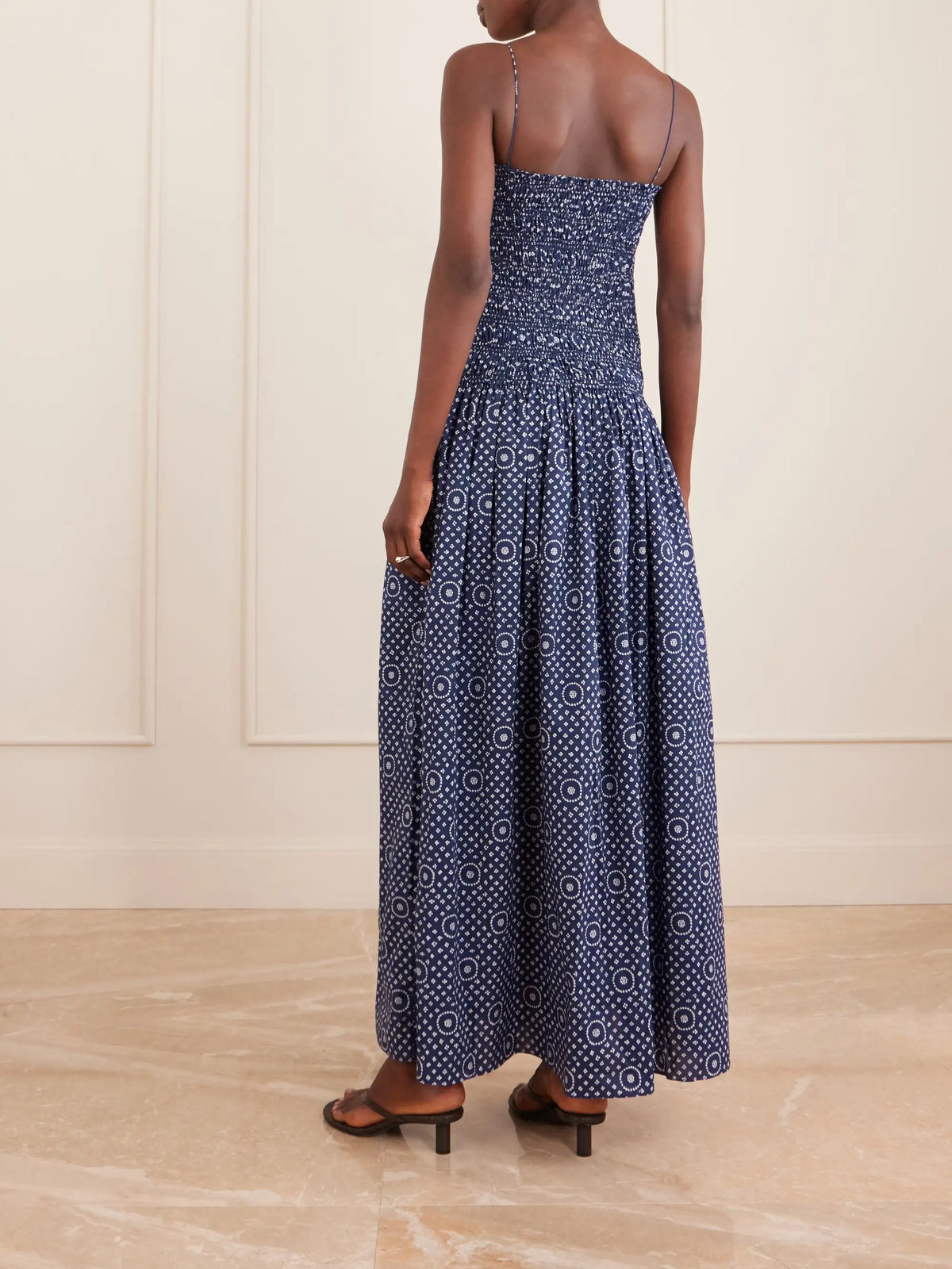 Matteau Shirred Printed Cotton Midi Dress