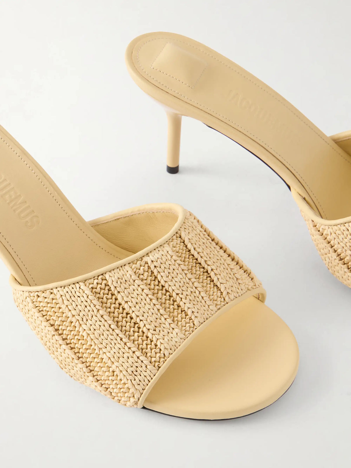Raffia-effect Leather Sandals