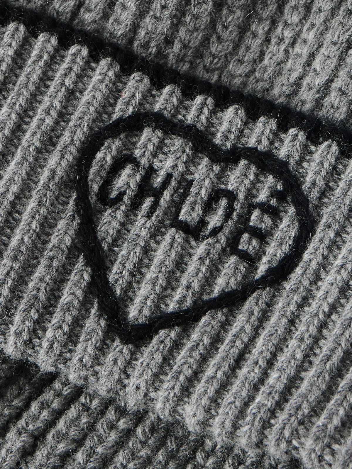 Coeur Embroidered Ribbed Wool And Cashmere-blend Beanie