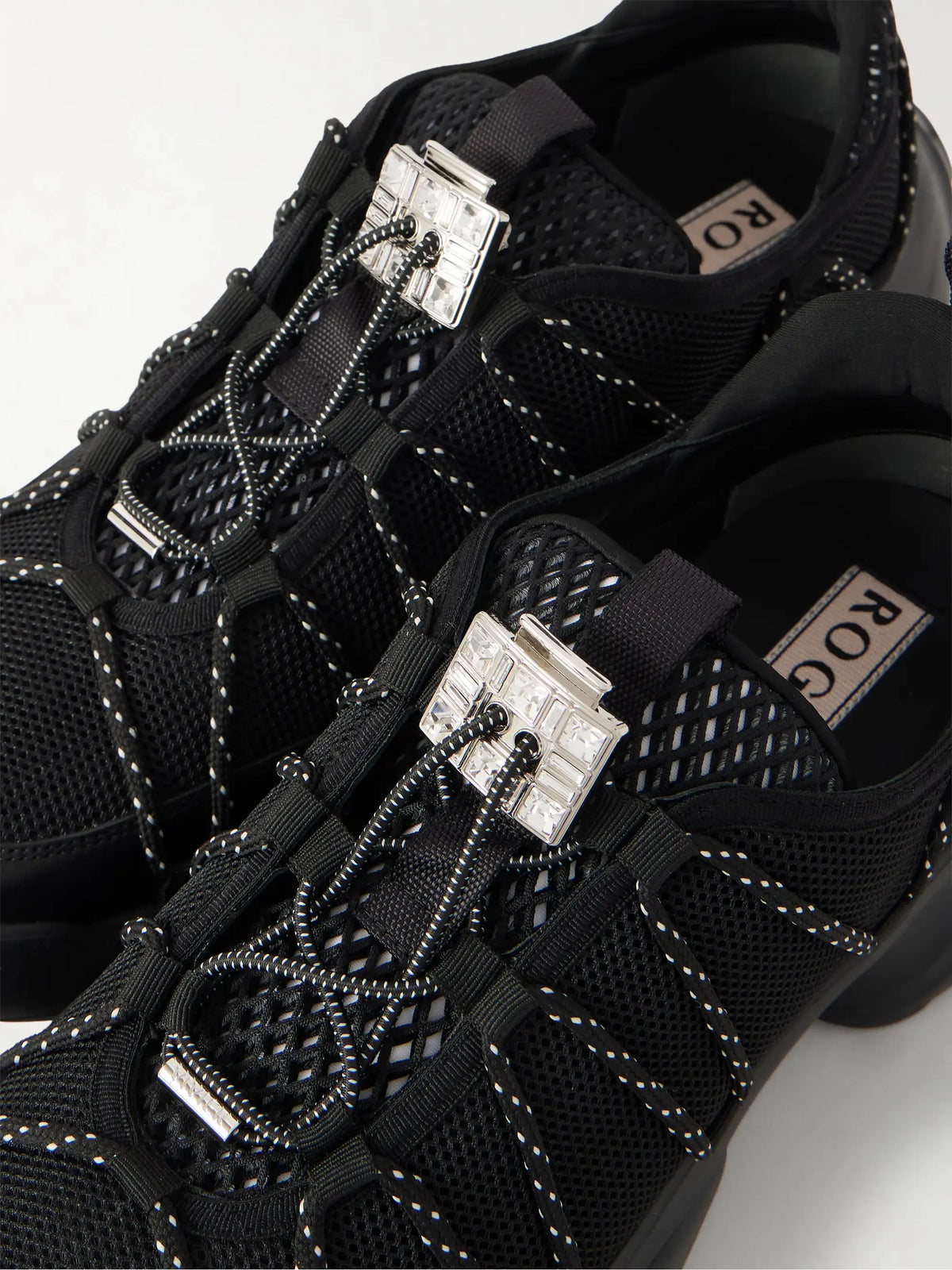 Viv On The Run Embellished Leather-trimmed Mesh Sneakers