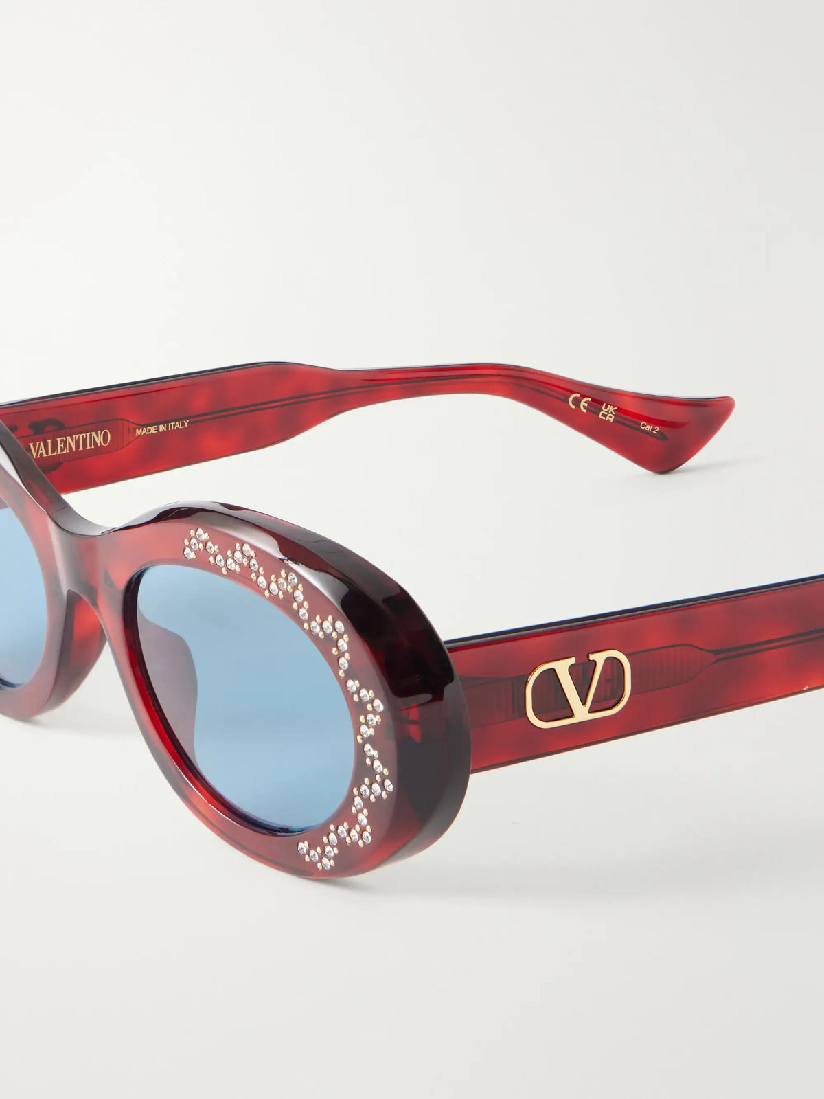 VALENTINO EYEWEAR Crystal-embellished Round-frame Recycled Acetate Sunglasses