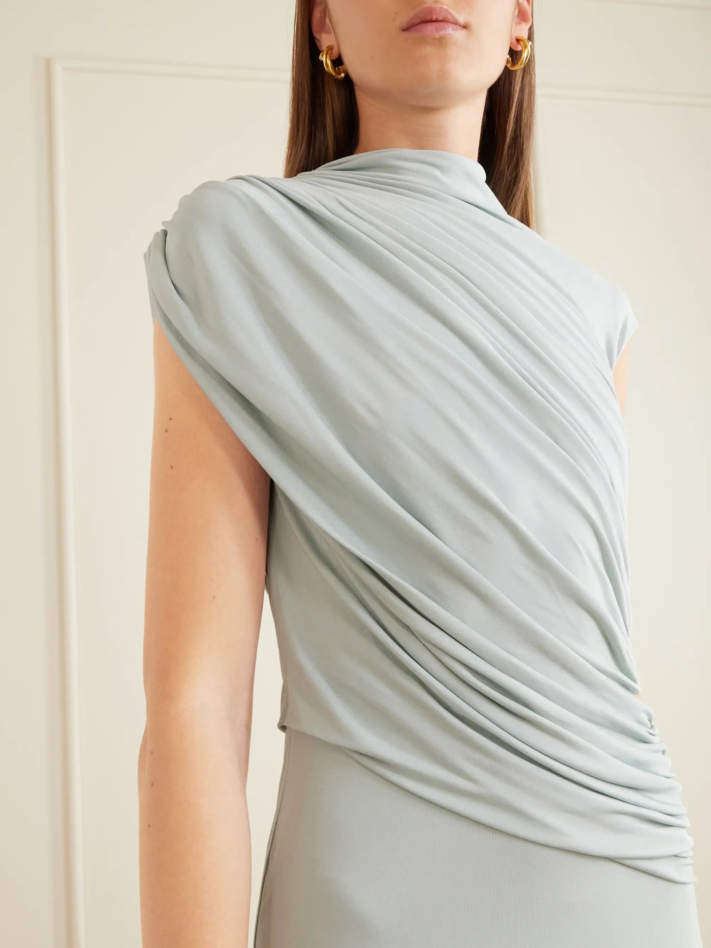 Saffron Gathered Jersey Maxi Dress