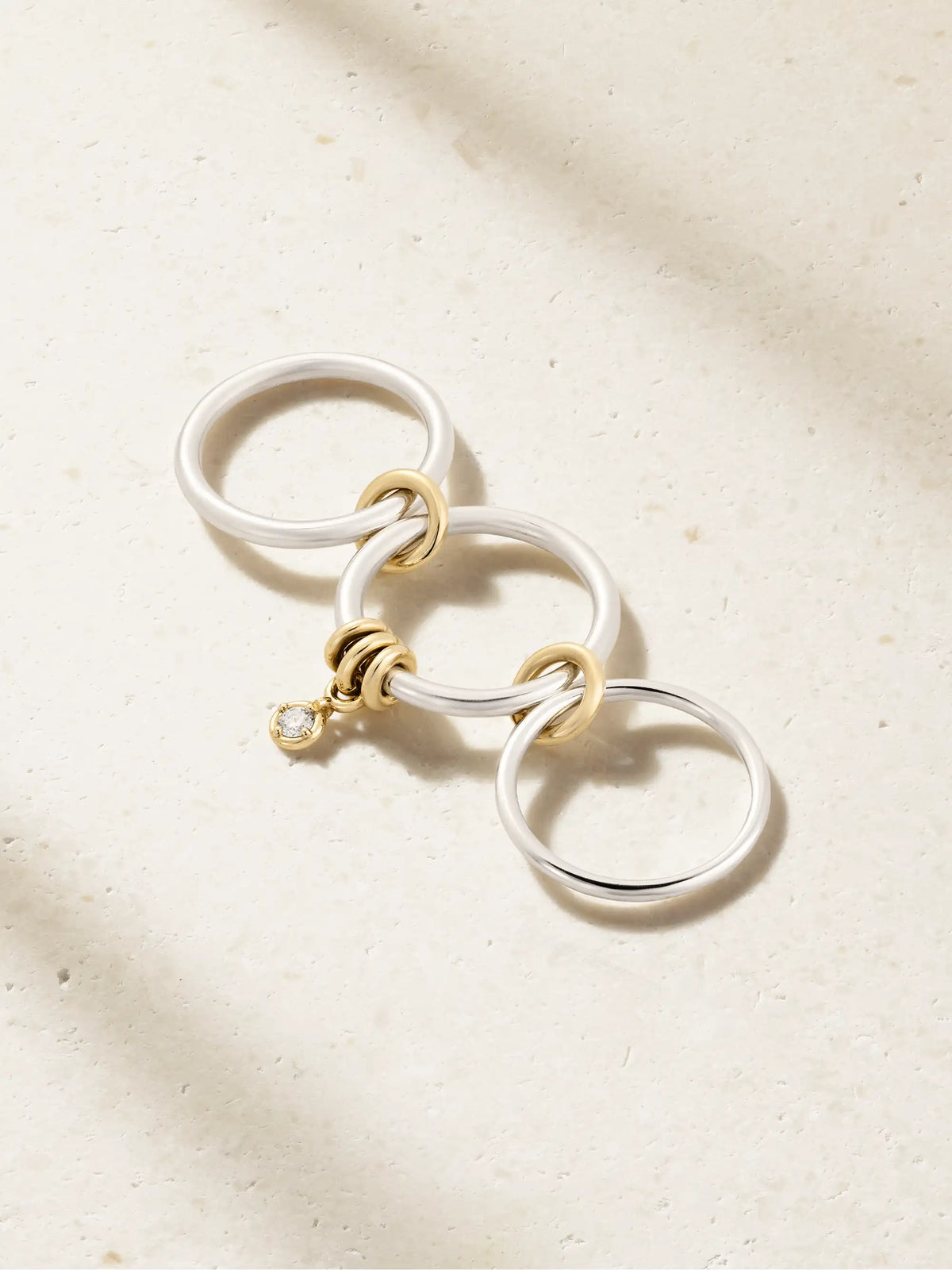 Piera Set Of Three 18-karat Gold, Sterling Silver And Diamond Rings