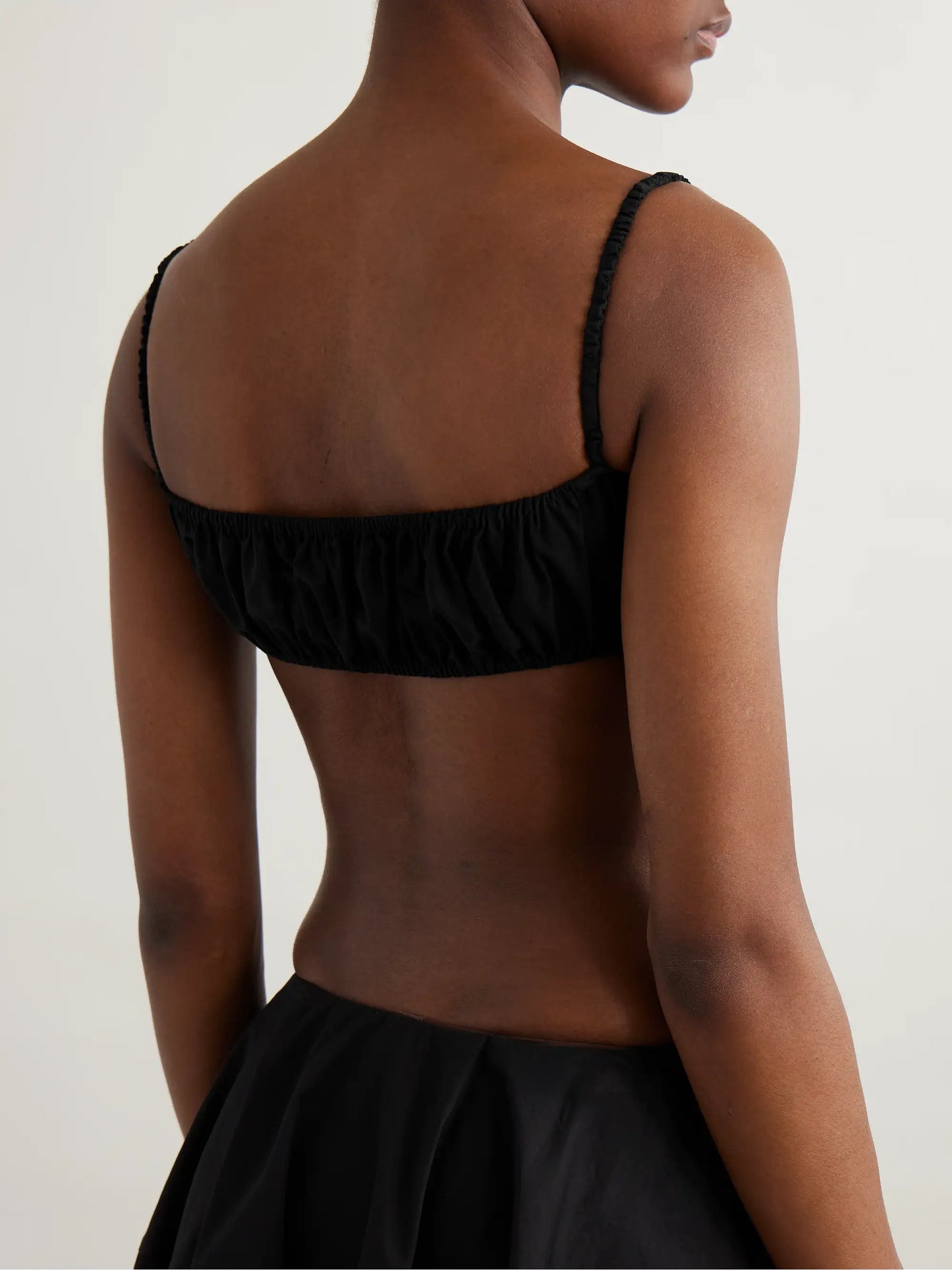 Gathered Cotton-poplin Bralette