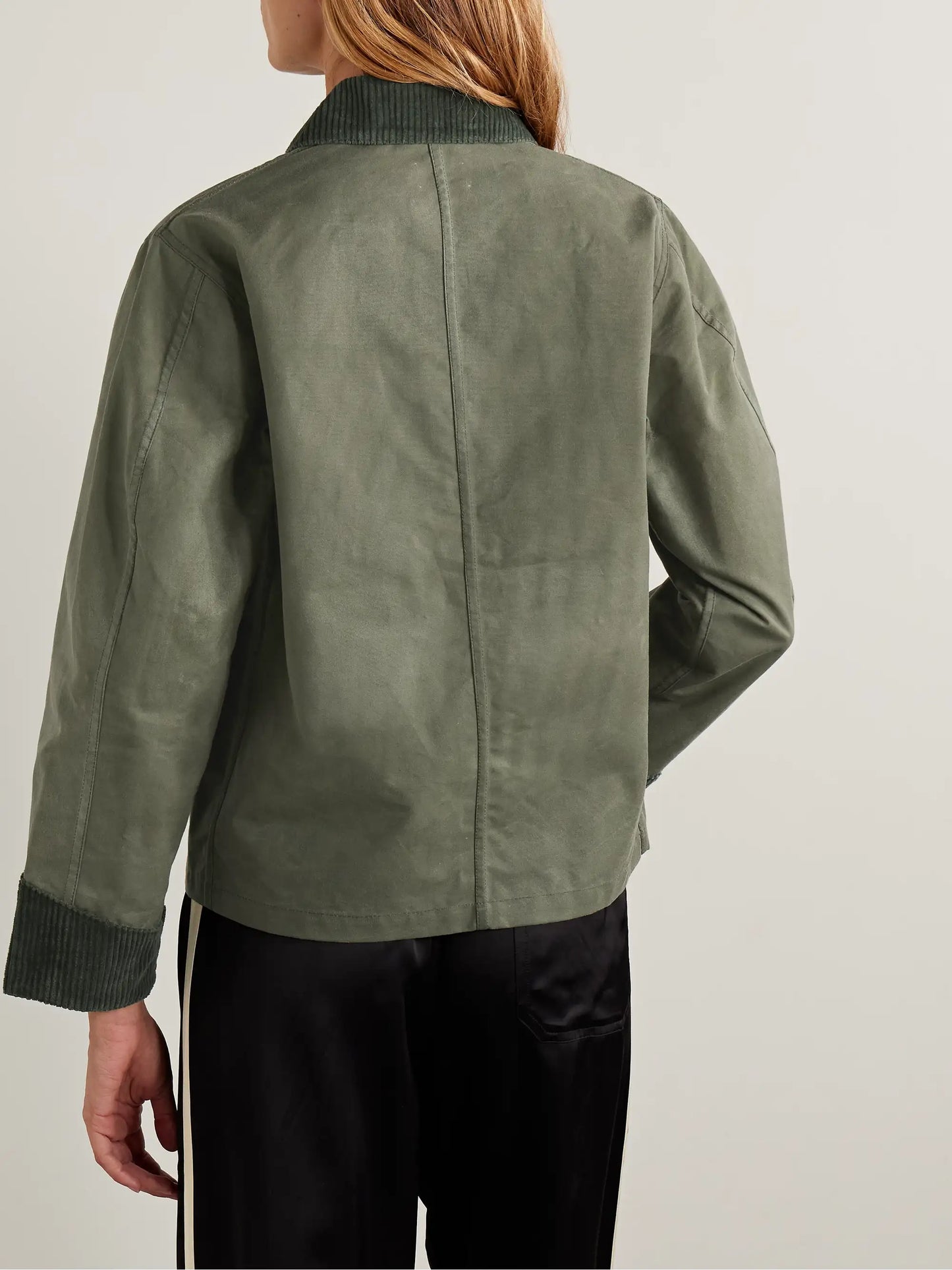 Corduroy-trimmed Waxed-cotton Jacket