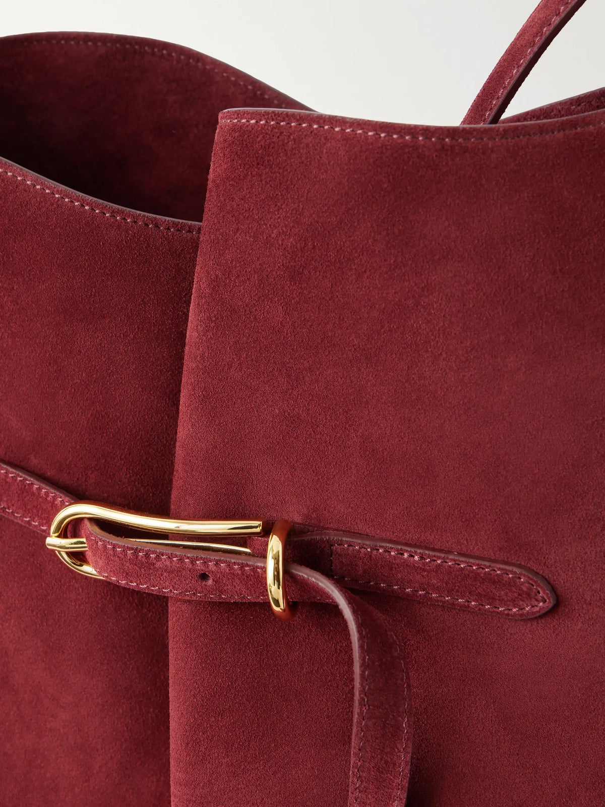 Liffner Belted Bucket Suede Shoulder Bag