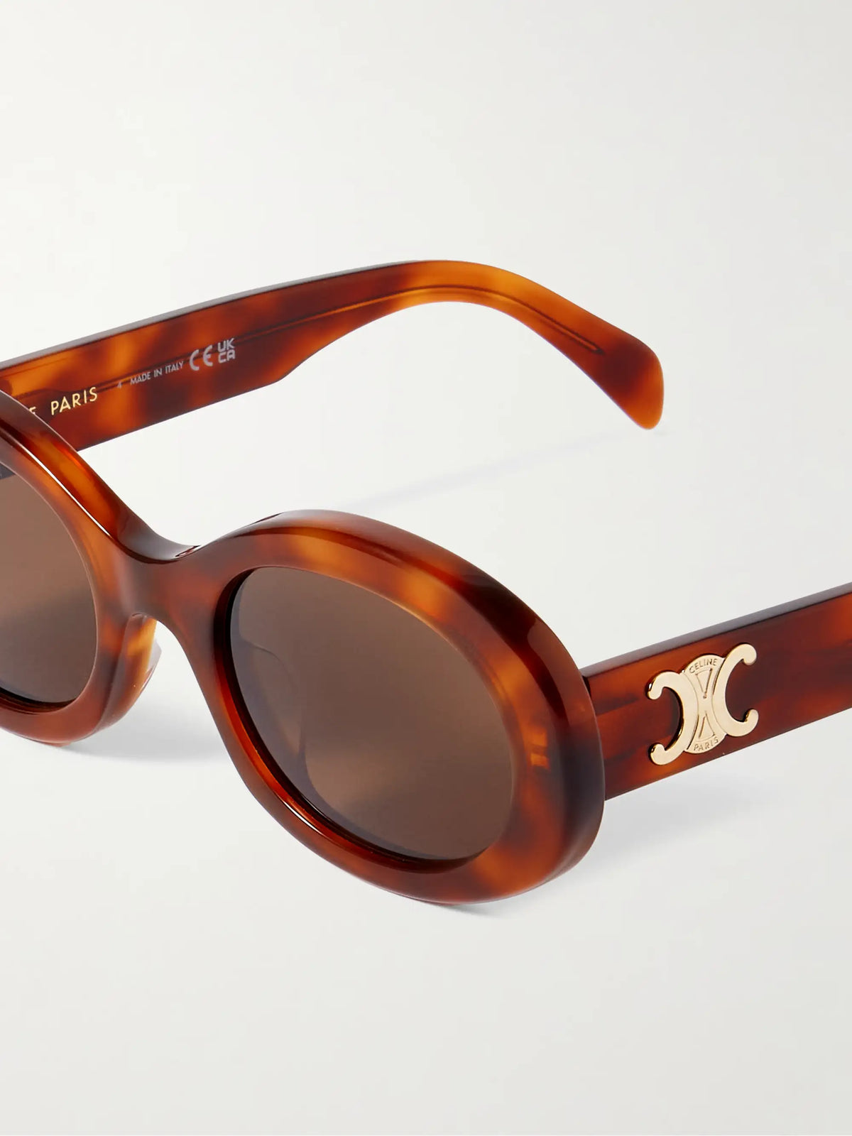 Triomphe Oval-frame Tortoiseshell Acetate Sunglasses