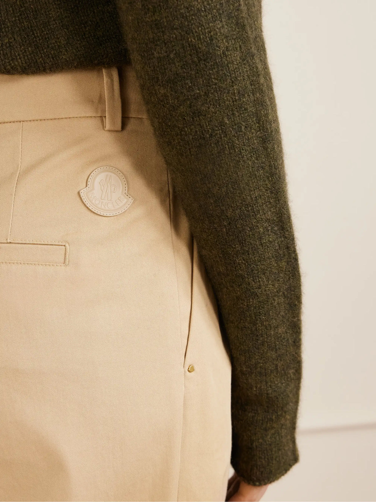 Appliquéd Pleated Cotton-twill Wide-leg Pants