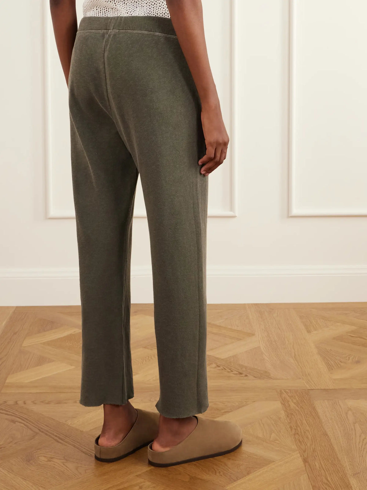 James Perse Cropped Brushed Cotton-terry Track Pants