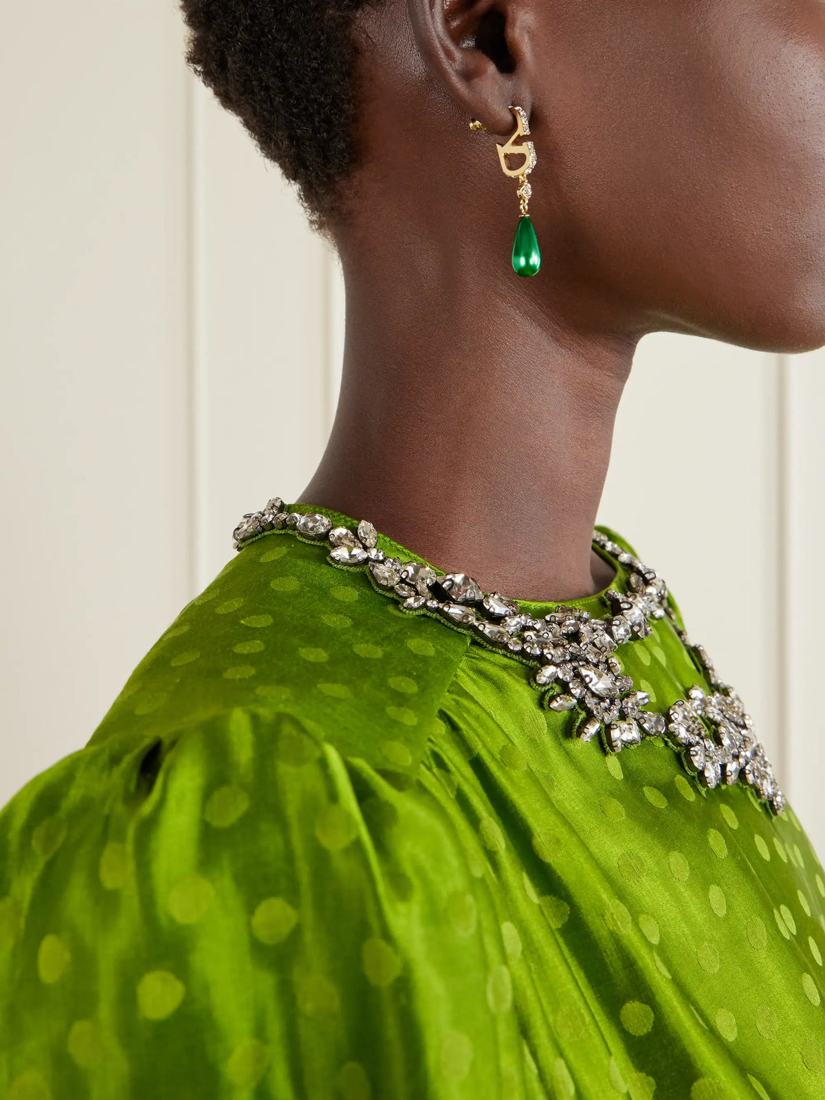 Gold-tone Beaded Crystal Earrings