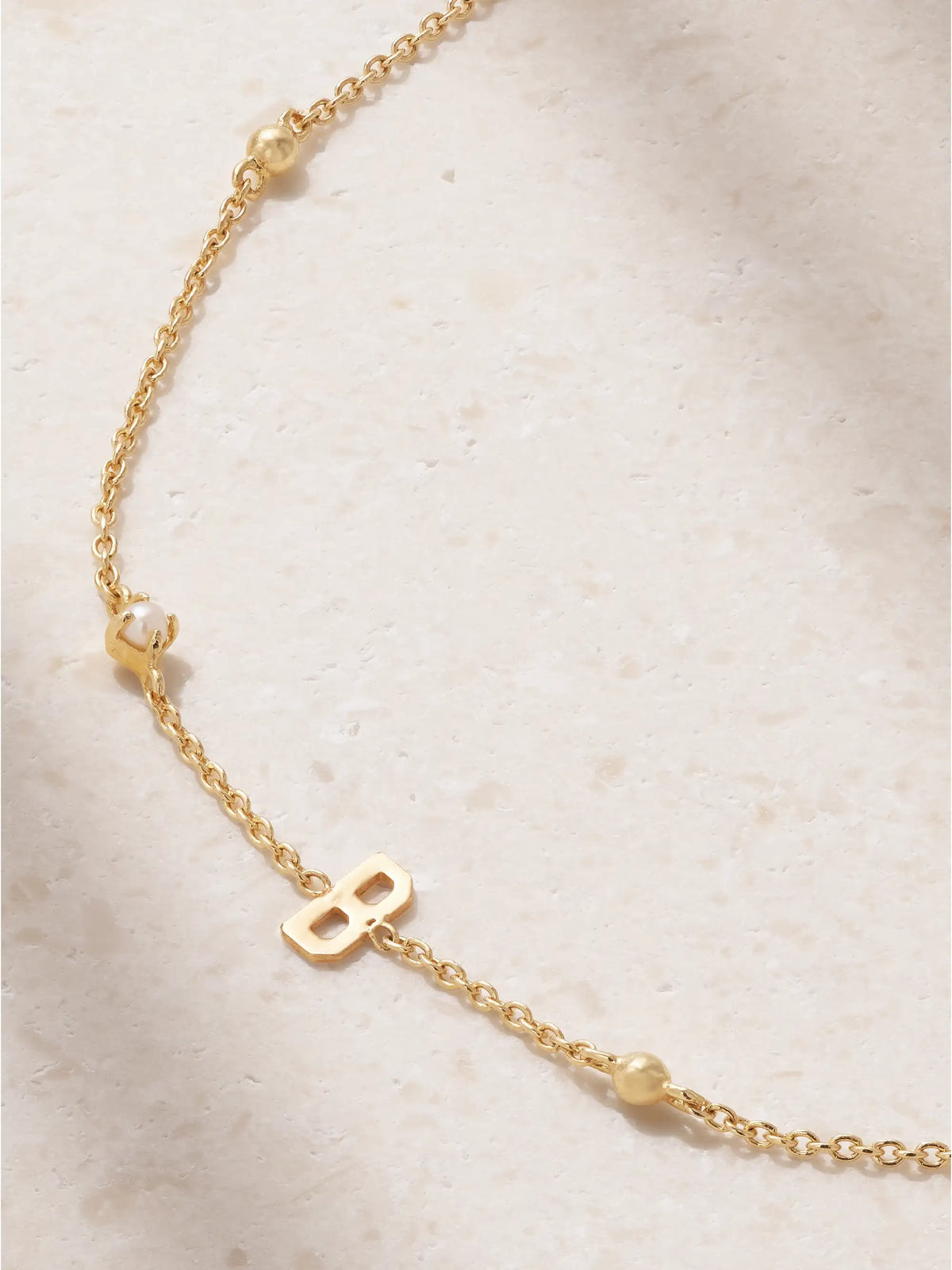 Initial 14-karat Gold Pearl Bracelet