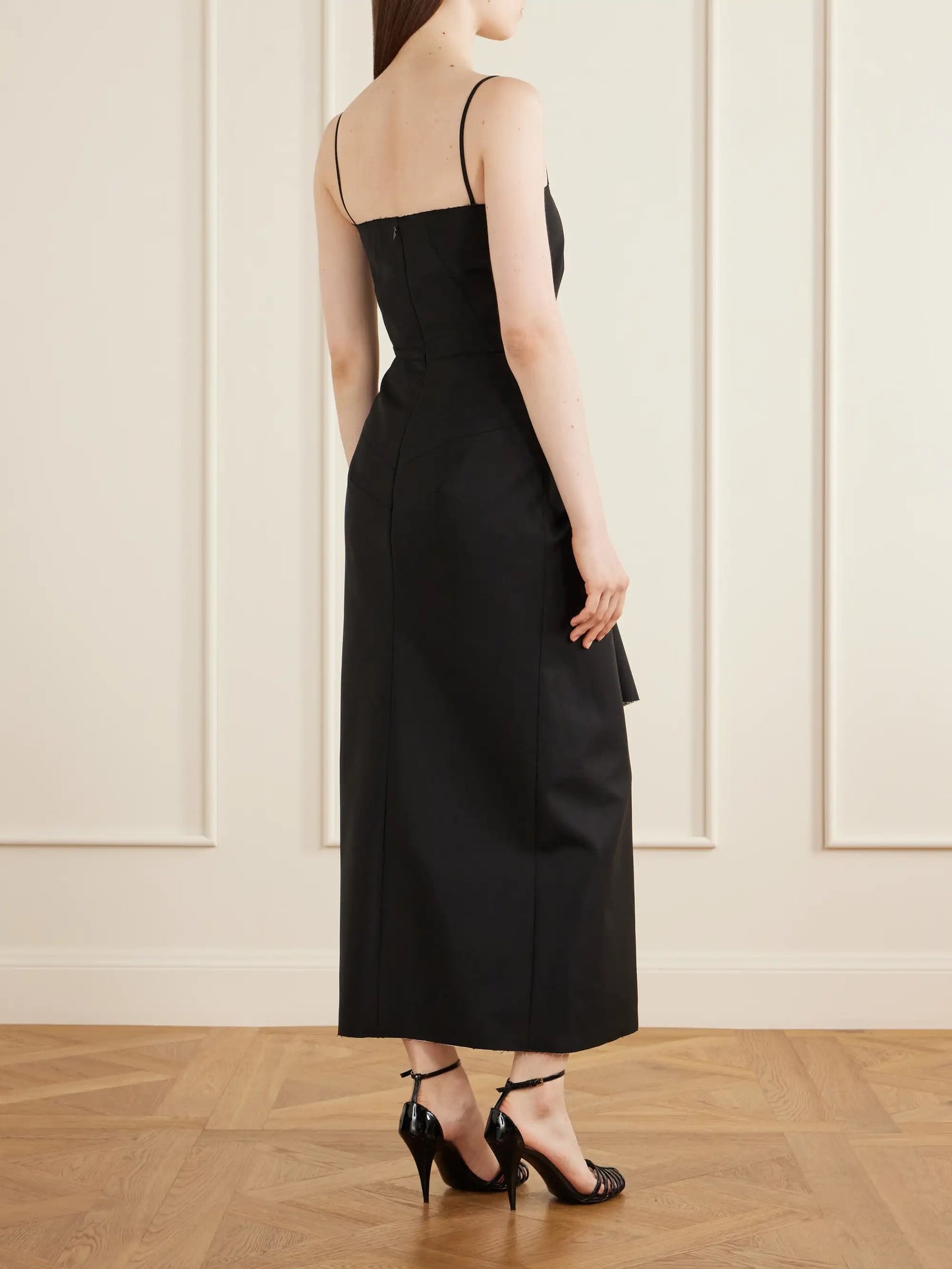 Asymmetric Wool And Mohair-blend Midi Wrap Dress