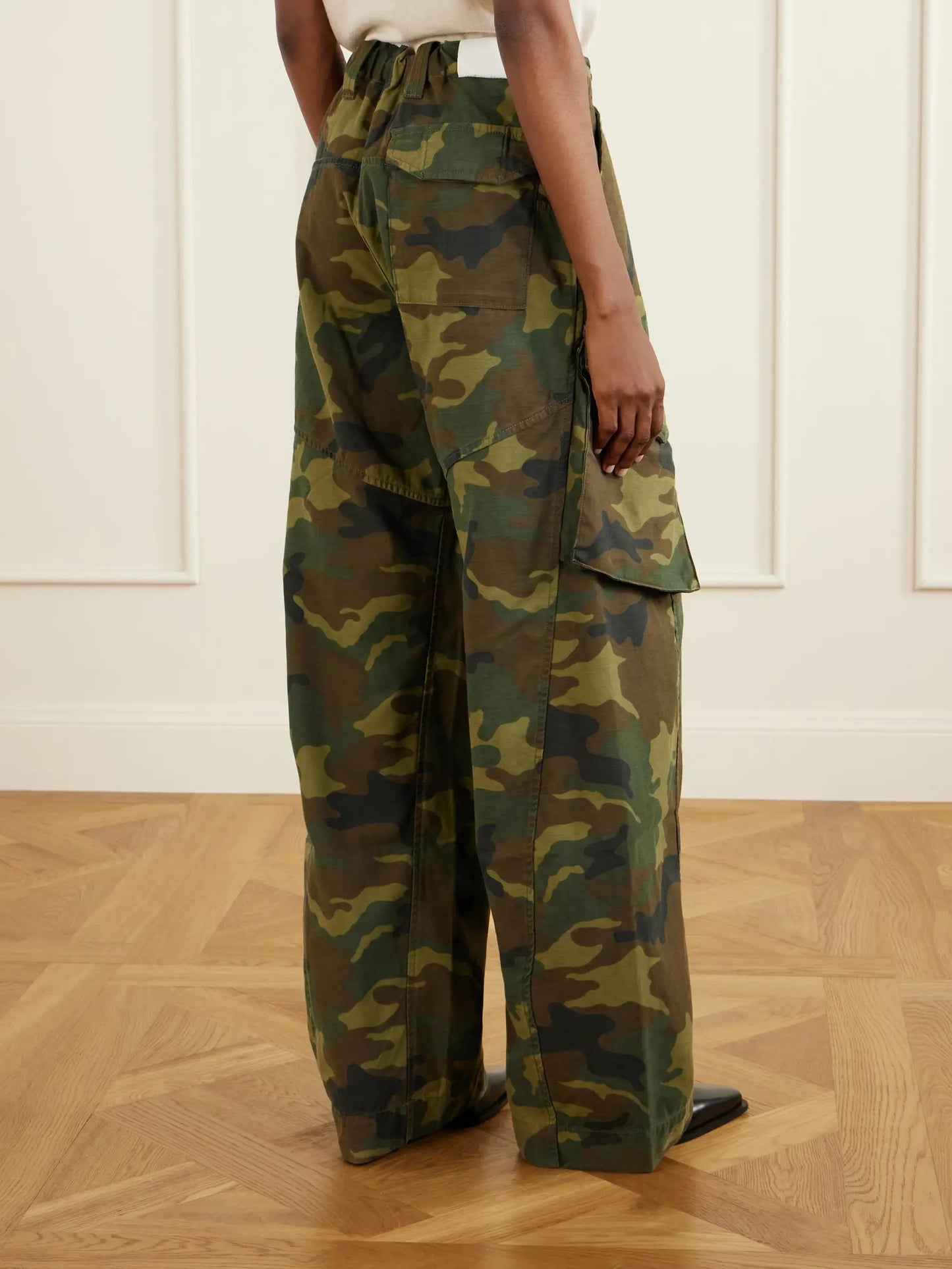 Printed Cotton-canvas Barrel-leg Cargo Pants