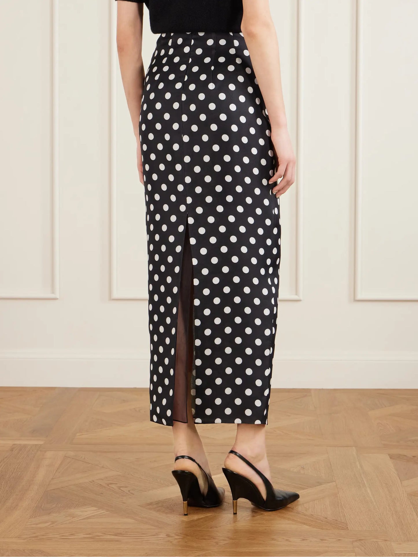 Winton Polka-dot Silk Midi Skirt